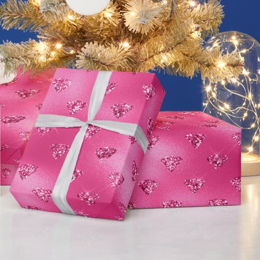 ホットピエレガントンクグリッターダイヤモンドパターン ラッピングペーパー (クリスマス)