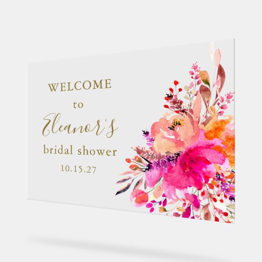 ホットピエレガントンクフローラブライダルシャワーへようこそ アクリルサイン (傾斜)