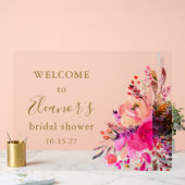 ホットピエレガントンクフローラブライダルシャワーへようこそ アクリルサイン (ウェディング)