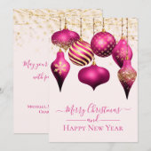 ホットピエレガントンク金ゴールドオーナメントクリスマスカード (正面/裏面)