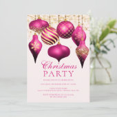 ホットピエレガントンク金ゴールドオーナメントクリスマスパーティー 招待状 (スタンド正面)