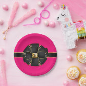 ホットピエレガントンク金ゴールド任意の年齢ガーリー誕生日 ペーパープレート (パーティー)