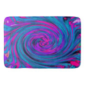 ホットピカッコいいンク、紫、青の抽象芸術レトロ バスマット (正面)