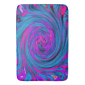 ホットピカッコいいンク、紫、青の抽象芸術レトロ バスマット (正面縦)