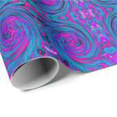 ホットピカッコいいンク、紫、青の抽象芸術レトロ ラッピングペーパー (ロールコーナー)