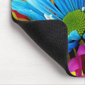 ホットピカラフルンクティール（緑がかった色）ブルーガーベラデイジー花 マウスパッド (コーナー)