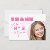 ホットピガーリーンクはっきりしたタイポグラフィ誕生日パーティー サンキューカード (正面)