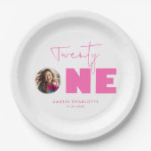 ホットピガーリーンクはっきりしたタイポグラフィ21日パーティー ペーパープレート (正面)