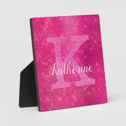 ホットピガーリーンクグリッタースパークルグラムモノグラム名 フォトプラーク (正面)