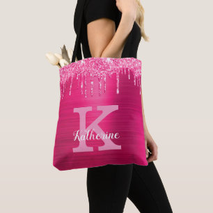 ホットピガーリーンクグリッタードリップスGlam Monogram Name トートバッグ