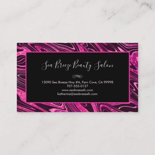 ホットピガーリーンク大理石グリッターおもしろいモエレガントノグラム 名刺 (裏面)