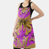 ホットピガーリーンク金ゴールドバタフライパーソナライズされた名 エプロン (インサイチュ)