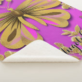 ホットピガーリーンク金ゴールドバタフライパーソナライズされた名 シェルパブランケット (3/4)