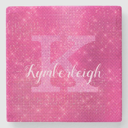 ホットピガーリーンク・グラム・ダイヤモンド・スパークル・モノグラム名 ストーンコースター (正面)