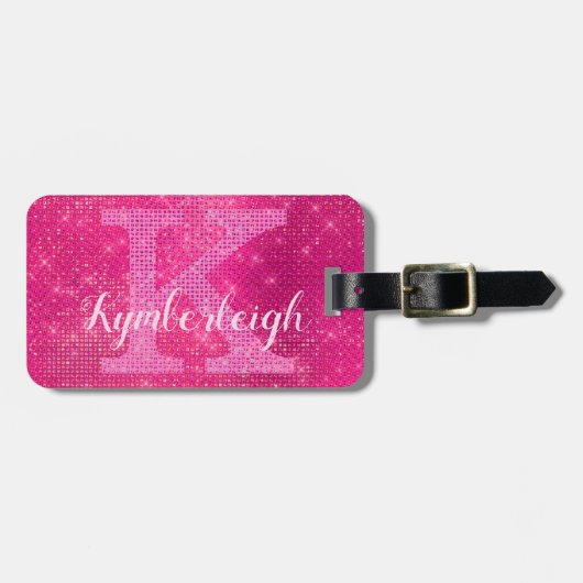 ホットピガーリーンク·グラム·ダイヤモンド·スパークル·モノグラム名 ラゲッジタグ (正面横)