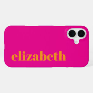 ホットピクールンクとオレンジの名前テンプレート iPhone 16 PLUSケース