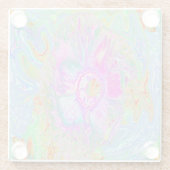 ホットピサイケデリックンクとウルトラバイオレットのハイビスカス ガラスコースター (裏面)