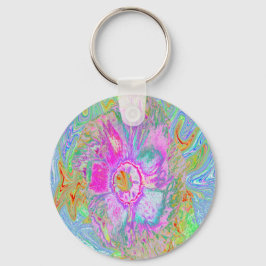 ホットピサイケデリックンクとウルトラバイオレットのハイビスカス キーホルダー