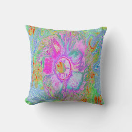 ホットピサイケデリックンクとウルトラバイオレットのハイビスカス クッション