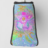 ホットピサイケデリックンクとウルトラバイオレットのハイビスカス ゴルフヘッドカバー (回転90)