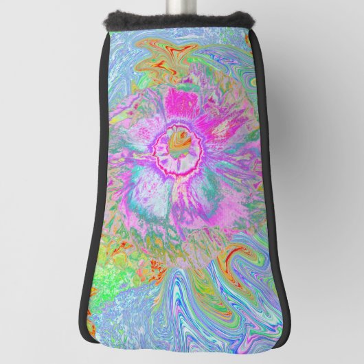 ホットピサイケデリックンクとウルトラバイオレットのハイビスカス ゴルフヘッドカバー (回転90)