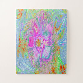 ホットピサイケデリックンクとウルトラバイオレットのハイビスカス ジグソーパズル