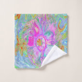 ホットピサイケデリックンクとウルトラバイオレットのハイビスカス バスタオルセット (ウォッシュタオル)