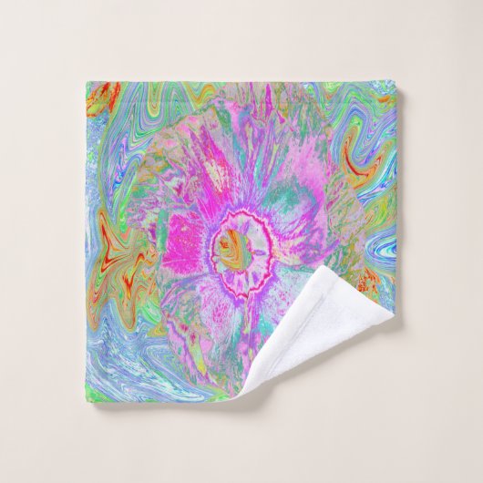 ホットピサイケデリックンクとウルトラバイオレットのハイビスカス バスタオルセット (ウォッシュタオル)