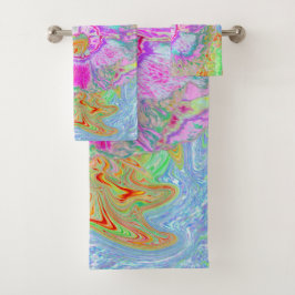 ホットピサイケデリックンクとウルトラバイオレットのハイビスカス バスタオルセット