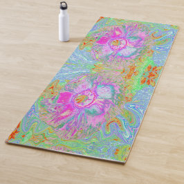 ホットピサイケデリックンクとウルトラバイオレットのハイビスカス ヨガマット