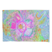 ホットピサイケデリックンクとウルトラバイオレットのハイビスカス 枕カバー (正面)