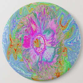 ホットピサイケデリックンクとウルトラバイオレットのハイビスカス 缶バッジ