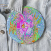 ホットピサイケデリックンクとウルトラバイオレットのハイビスカス 缶バッジ (インサイチュ)