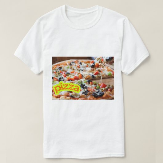 ホットピザの写真 - 本物の湯気が出る食品画像 Tシャツ (デザイン正面)