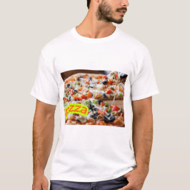 ホットピザの写真 - 本物の湯気が出る食品画像 Tシャツ