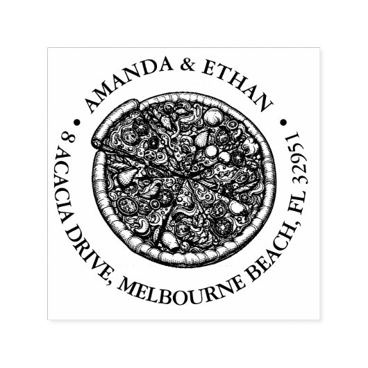 ホットピザパーティースナックテーマ自己インキングスタンプ セルフインキングスタンプ (デザイン)