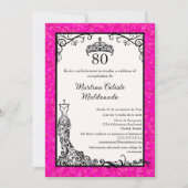 ホットピスペインのックブラック80スタイリッシュthバースデーパーティー 招待状 (正面)