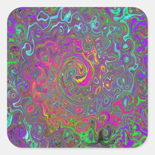 ホットピトリップ(幻覚体験)のようなンク抽象芸術レトロ液スワール スクエアシール (正面)