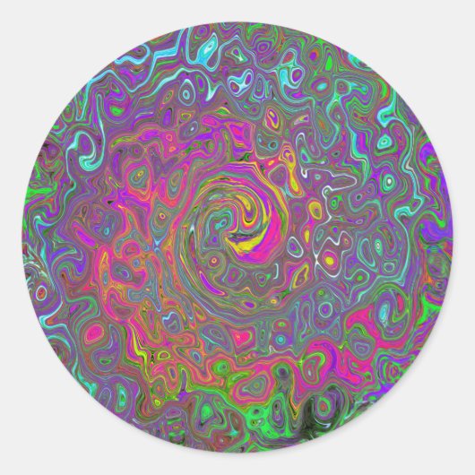 ホットピトリップ（幻覚体験）のようなンク抽象芸術レトロ液スワール ラウンドシール (正面)