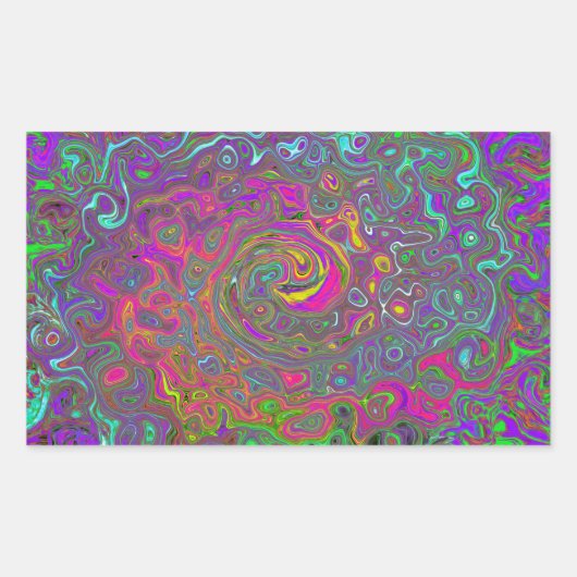 ホットピトリップ(幻覚体験)のようなンク抽象芸術レトロ液スワール 長方形シール (正面)