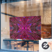 ホットピトリップ(幻覚体験)のようなンク、赤と青の抽象芸術蝶 ウィンドウサイン (カフェ窓)