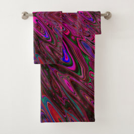 ホットピトリップ（幻覚体験）のようなンク、赤と青の抽象芸術蝶 バスタオルセット