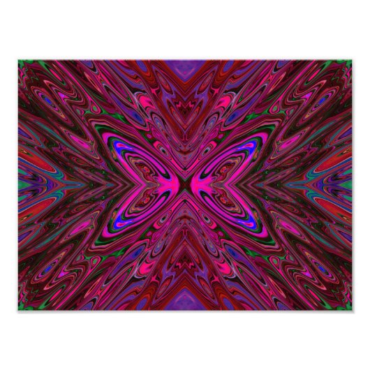 ホットピトリップ（幻覚体験）のようなンク、赤と青の抽象芸術蝶 フォトプリント            (正面)