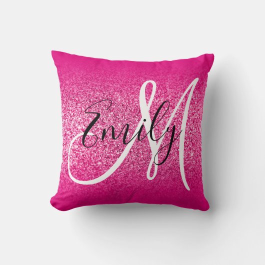 ホットピフェイクンクグリッターグラデーションモノグラムの クッション (正面)