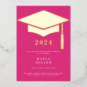 ホットピミニマルックホワイト金ゴールドキャップのグラード発表 箔招待状 (正面)