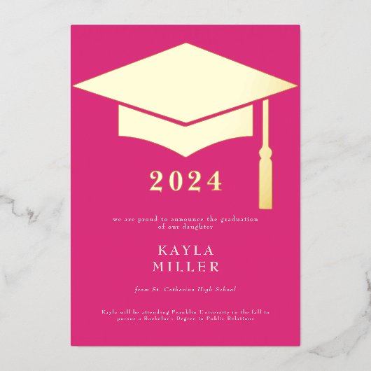 ホットピミニマルックホワイト金ゴールドキャップのグラード発表 箔招待状 (正面)