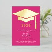 ホットピミニマルックホワイト金ゴールドキャップのグラード発表 箔招待状 (立ち正面)