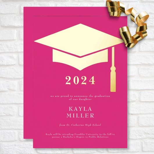 ホットピミニマルックホワイト金ゴールドキャップのグラード発表 箔招待状