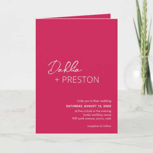 ホットピミニマルンクQRコーモダンド結婚の 招待状 (正面)