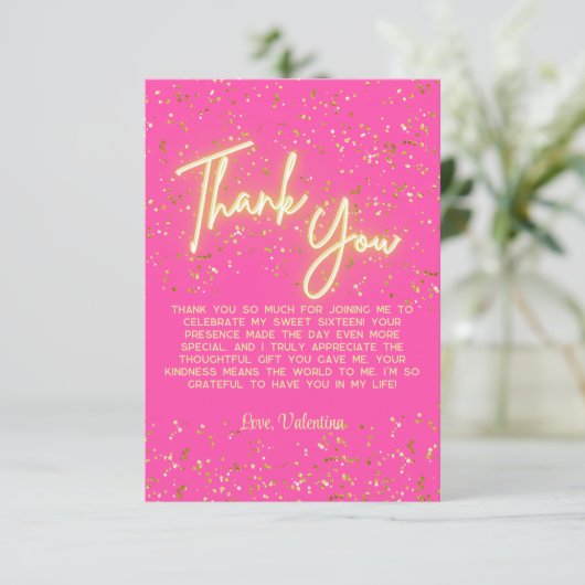 ホットピモダンッガーリークネオングローありがとうスクリプト サンキューカード (スタンド正面)